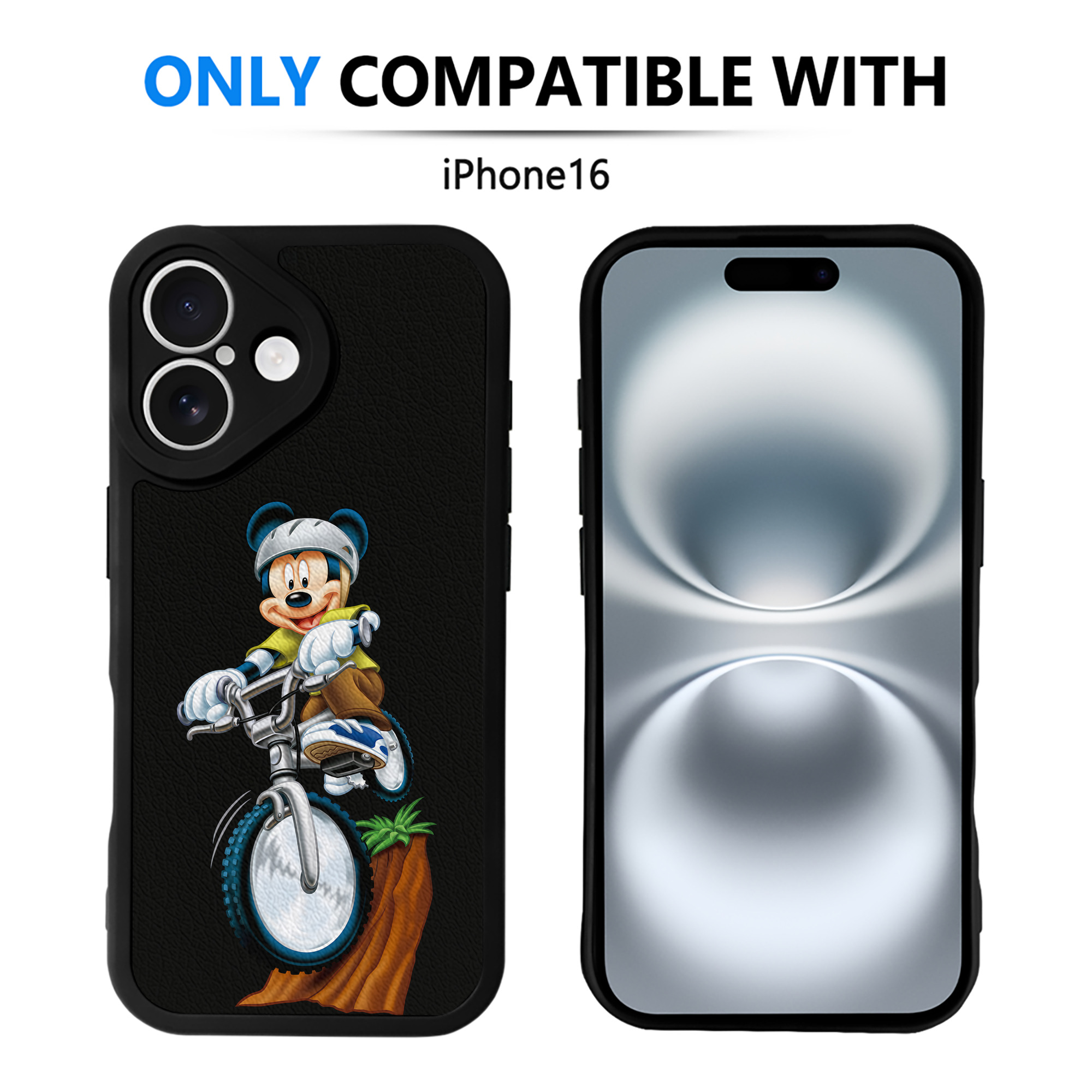 （画像用） ミッキーマウス Mickey Mouse 【iPhone 16シリーズ対応】シリコンスマホケース（レザー調） 材質：シリコン
